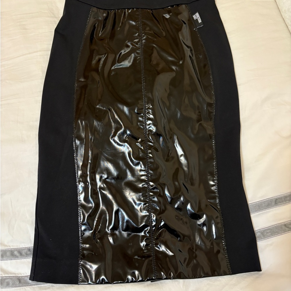 MOSCHINO Pencil Skirt with Glossy Panel